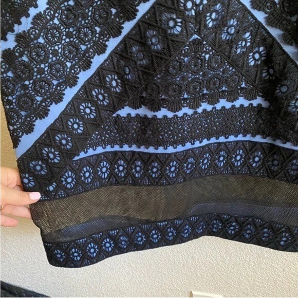 Tadashi Shoji - Women's, Blue/Black, Embroidered Sheath Dress, Sleeveless, 14 - Picture 4 of 14